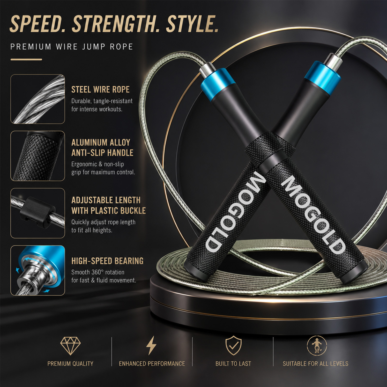 MOGOLD Cuerda para saltar de v - Jump Rope Speed Bearing reseña y precio